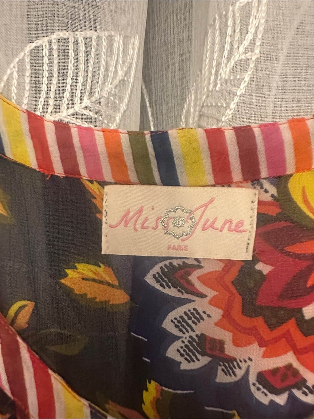 Miss June Paris Navy Floral Tassel Hem Tank Top - Picture 2 of 8